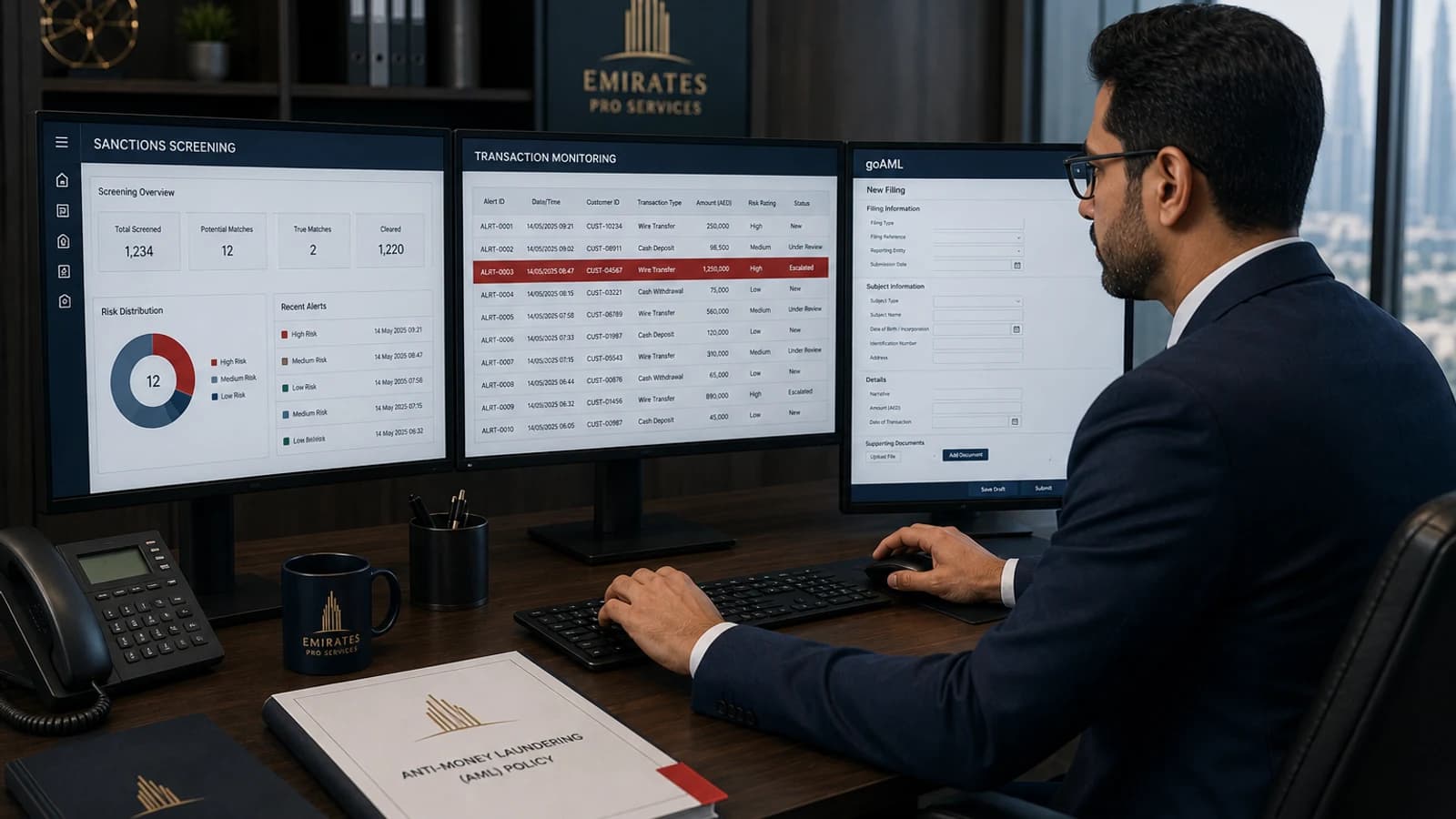 Avyanco compliance officer completing a UAE FIU goAML portal registration
